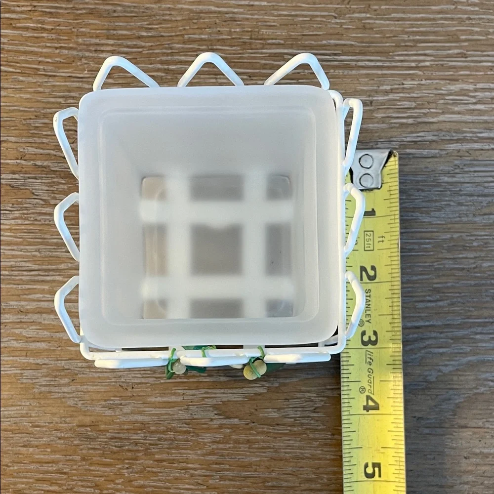 White Garden-Themed Candle Holder